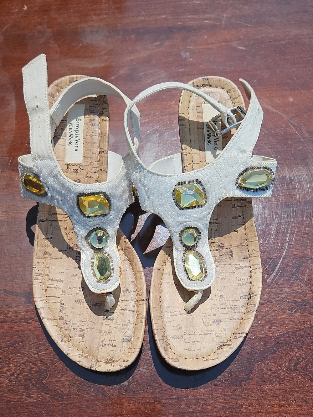 Simply Vera Vera Wang White Jeweled Thong Sandals